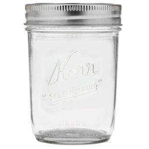 Glass Mason Jar With Lid & Band, Regular Mouth, 8 oz, 12 Count