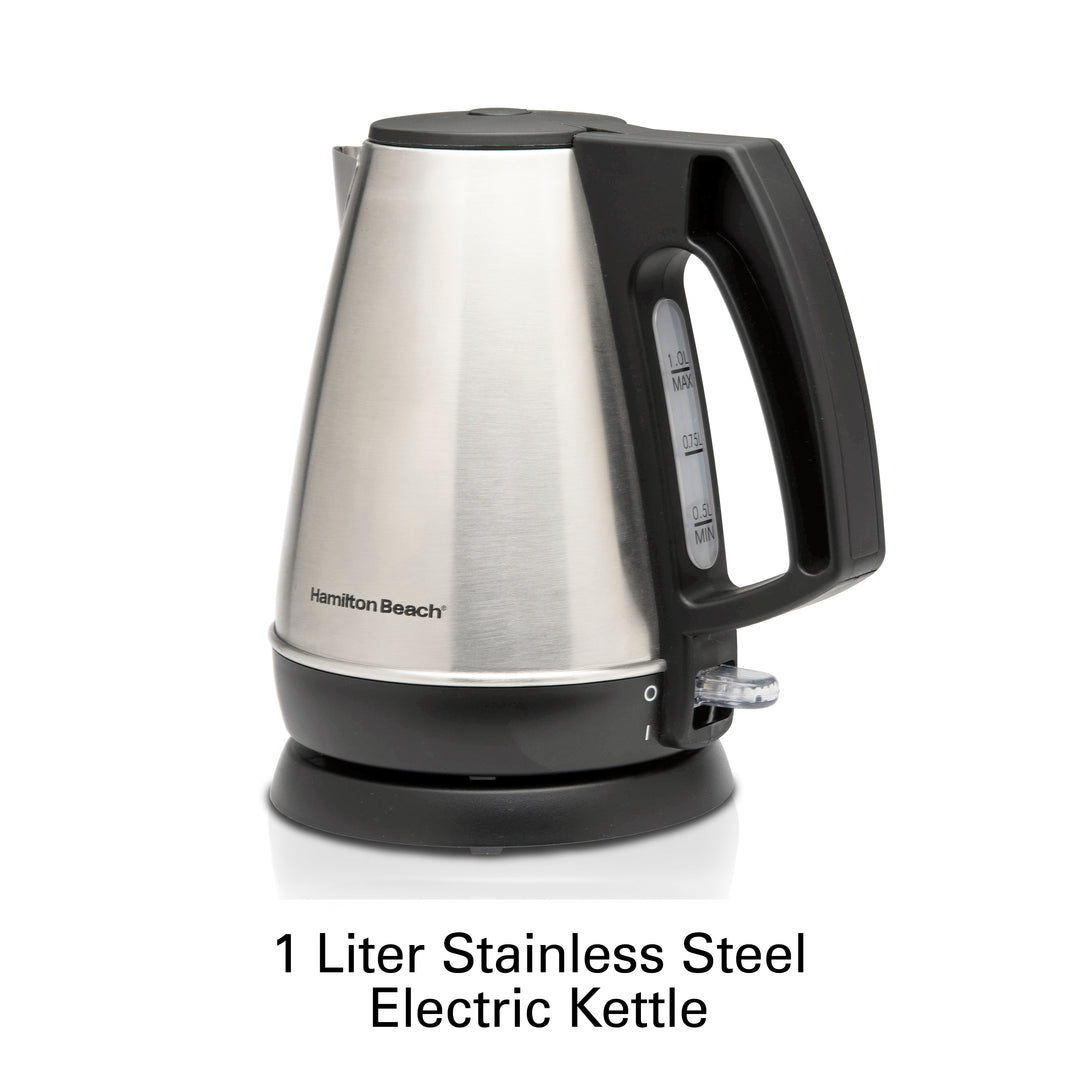 1 Liter Electric Kettle, Tea and Hot Water Heater, Stainless Steel, Cordless Serving